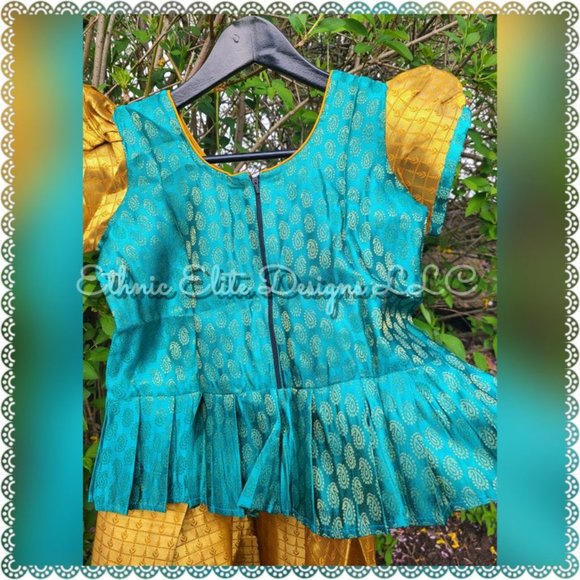 New Semi Silk Traditional Pavadai Sattai - South Indian Banarasi Lehenga… - Picture 8 of 11